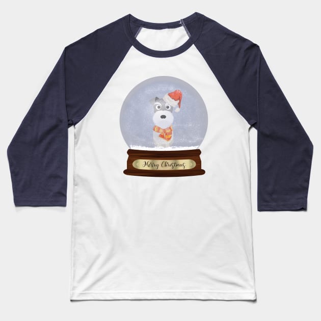 Schnauzer Christmas Gift Baseball T-Shirt by DoggyStyles